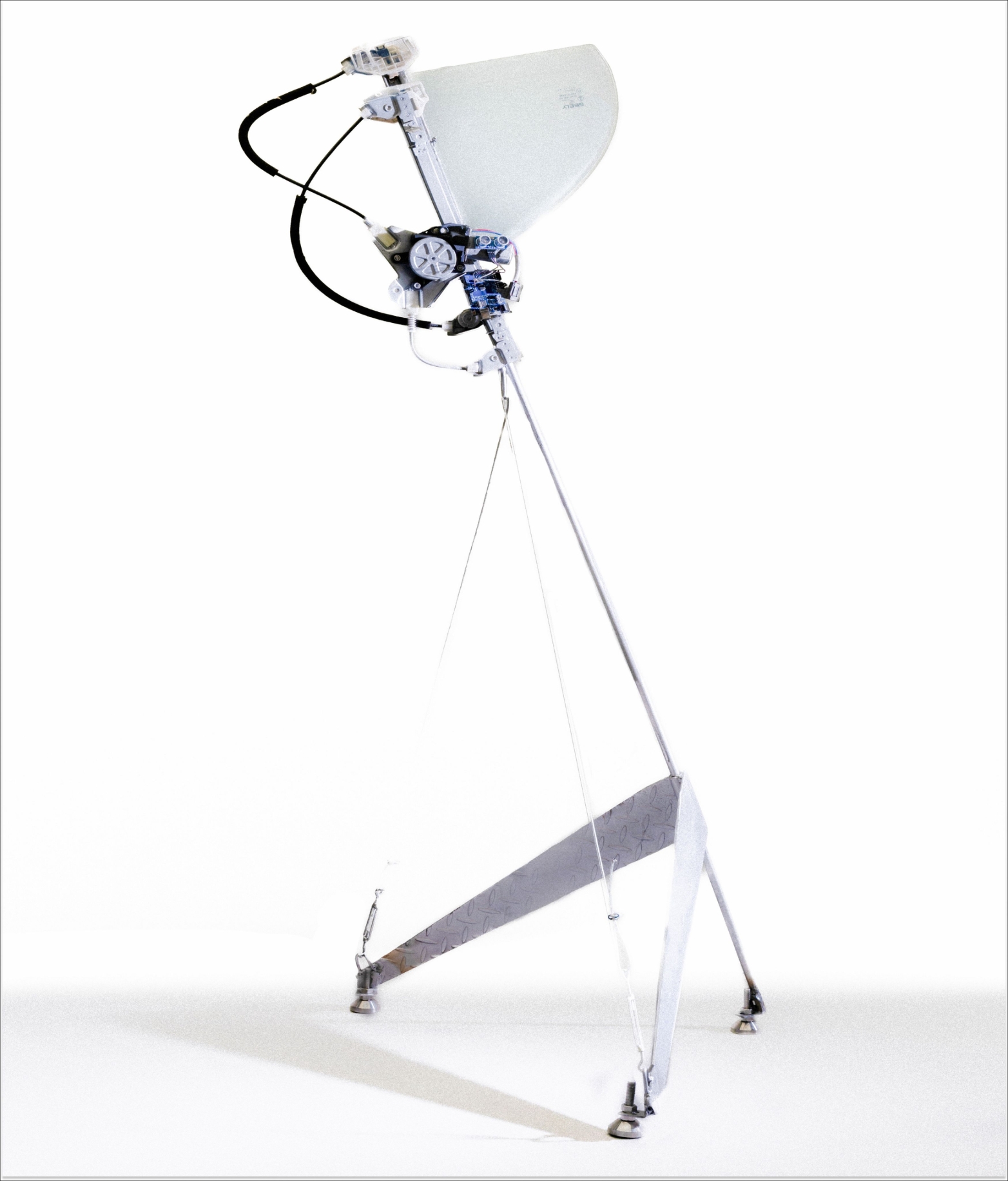 Mechanical projection device on a white background